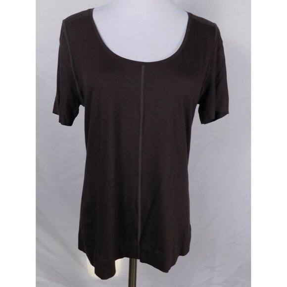 Akris Punto Womens Brown Short-Sleeve Scoop Neck Modal Blend Top Size M - Picture 1 of 9